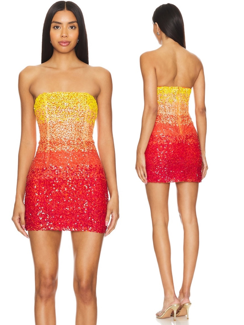 Lovers + Friends Carmela Sequin Strapless Mini Dress in Sunset   NWT $298 M